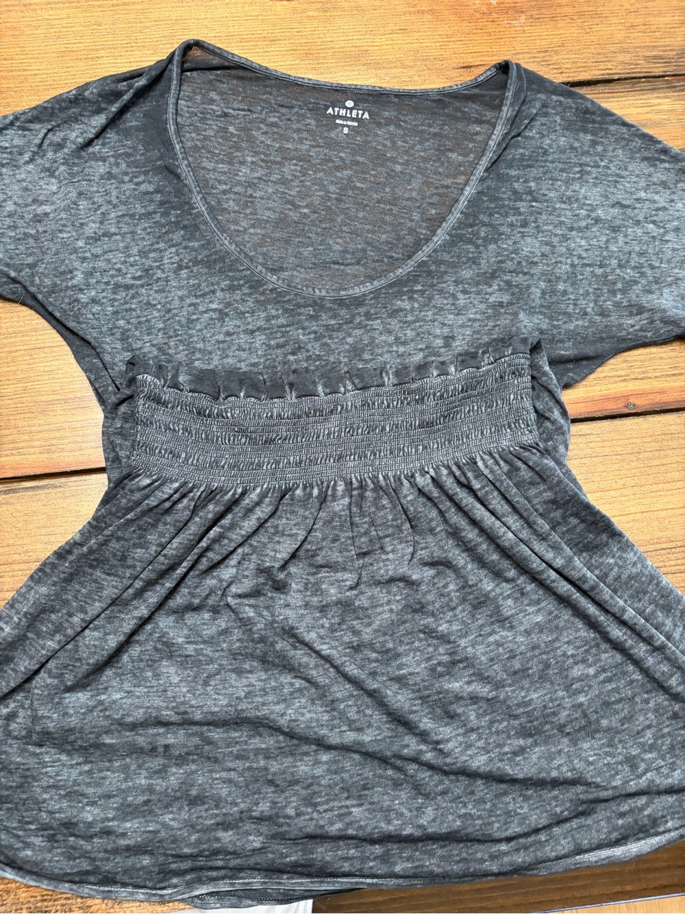 Athleta Heathered Charcoal Short Sleeve Scoop drop waist dress